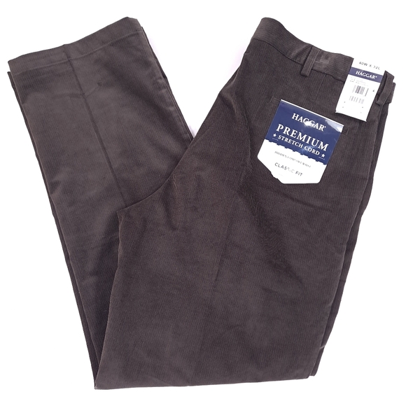Haggar Mens Stretch Corduroy Pants Classic Fit Comfort Waist Brown Stretch 40x32 - Picture 8 of 8